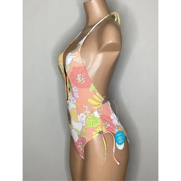 New. WET L.A. plunge floral swimsuit. Medium. Retails $178